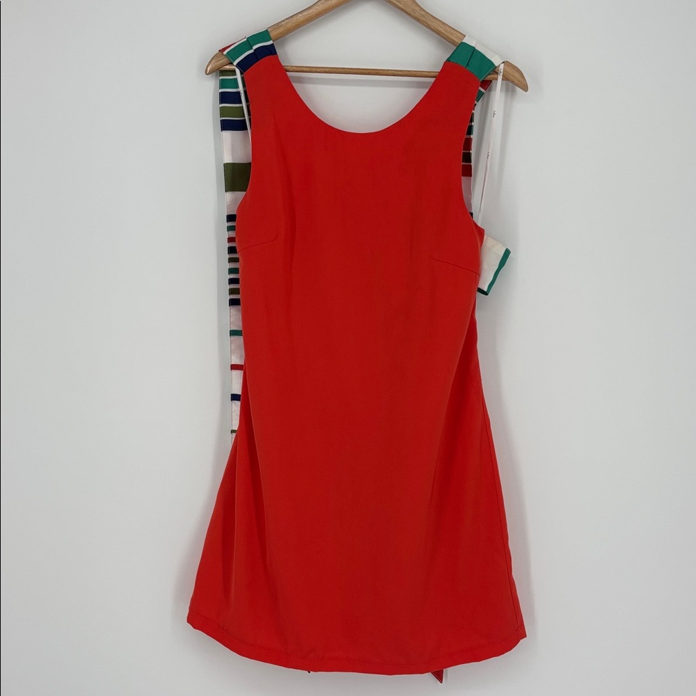 Lulus Joyful Orange Red Multi-Stripe Tie-Back Mini Dress Women’s Size Medium - Picture 4 of 9